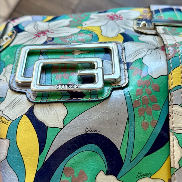 Guess Women's Floral Shoulder Bag Tote vintage Y2K- Green, Yellow, Blue - Picture 8 of 15